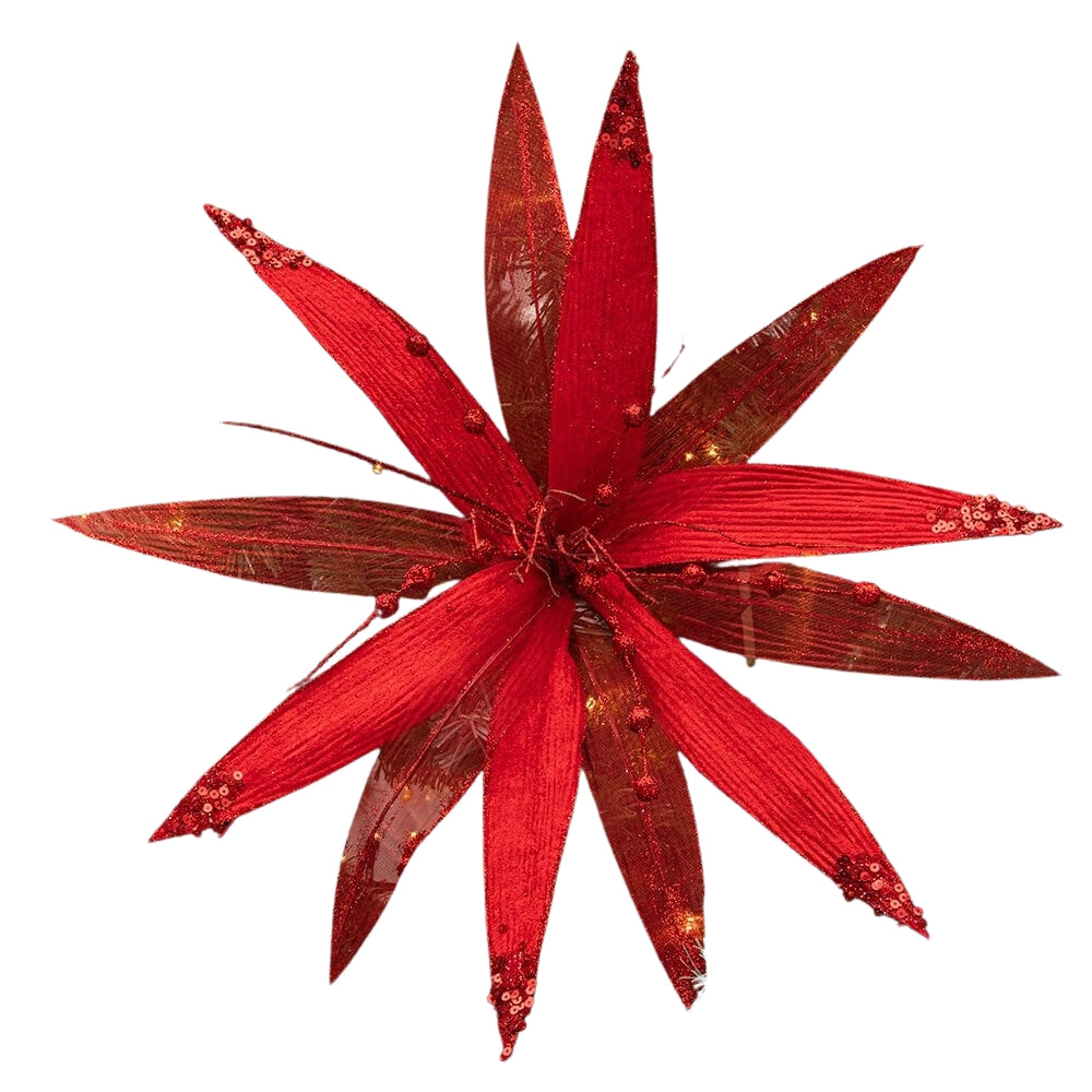 Christmas Sparkle Super Flower Decoration Glitter 45cm In Red - Pink  | TJ Hughes