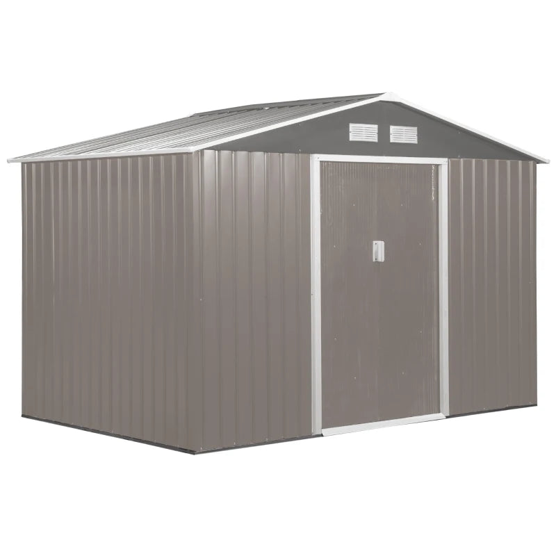 Outsunny Storage Shed in Galvanised Steel with Sliding Door 9ft x 6ft - Grey  | TJ Hughes