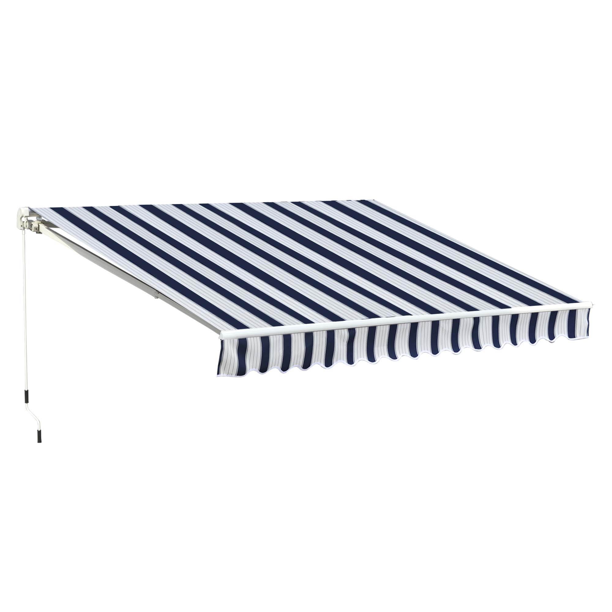 Outsunny Garden Sun Shade Canopy Retractable Awning - 3 x 2.5m - Blue and White  | TJ Hughes