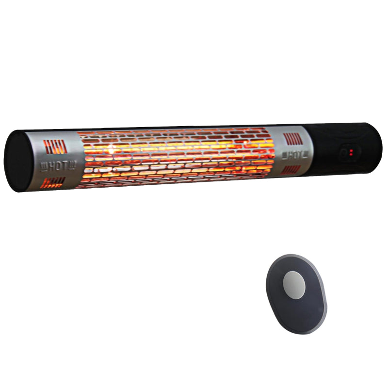 Outsunny Outdoor Wall Mount Electric Halogen Heater 1500W-Black  | TJ Hughes Black