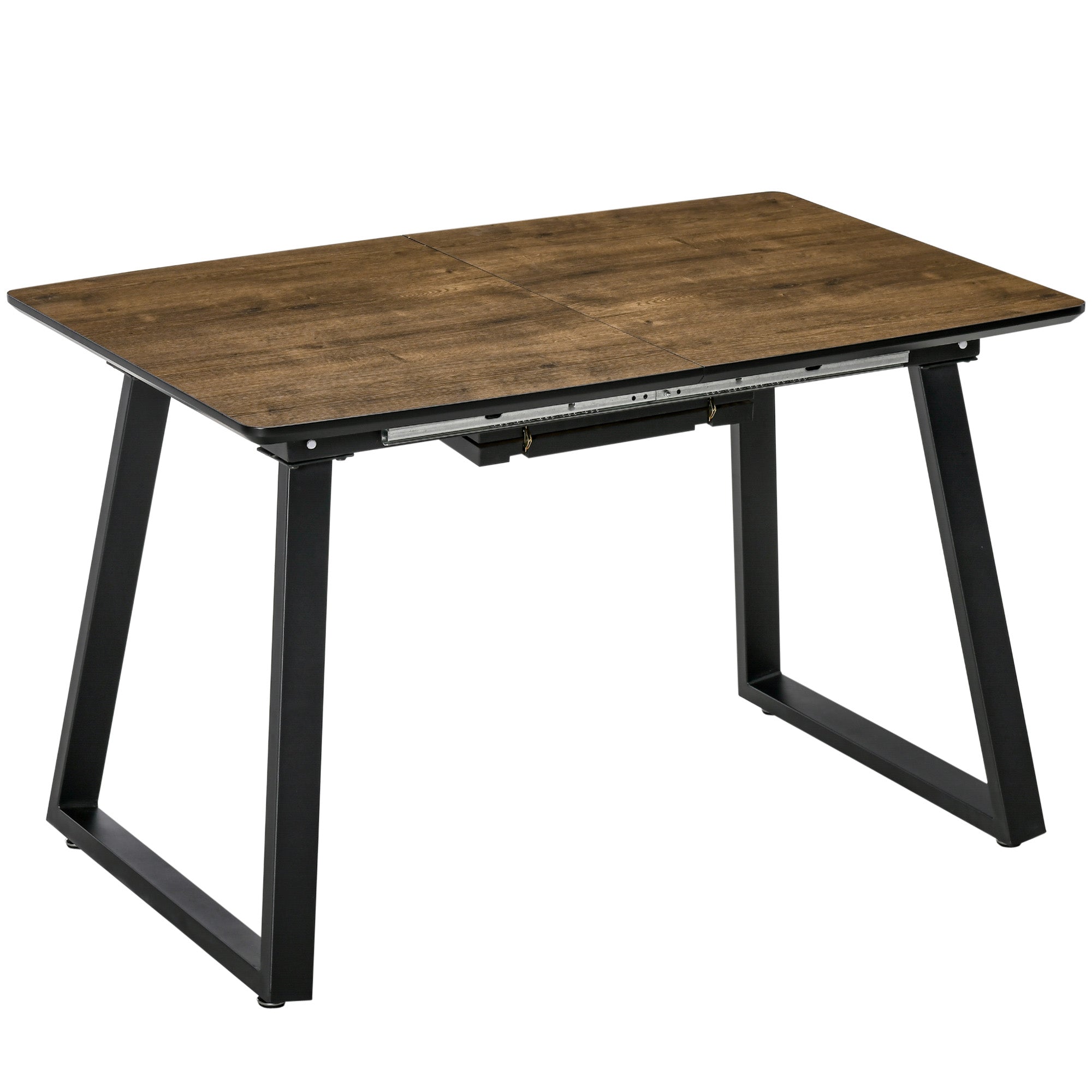 HOMCOM Extendable Dining Table Rectangular Wood Effect Tabletop with Steel Frame  | TJ Hughes