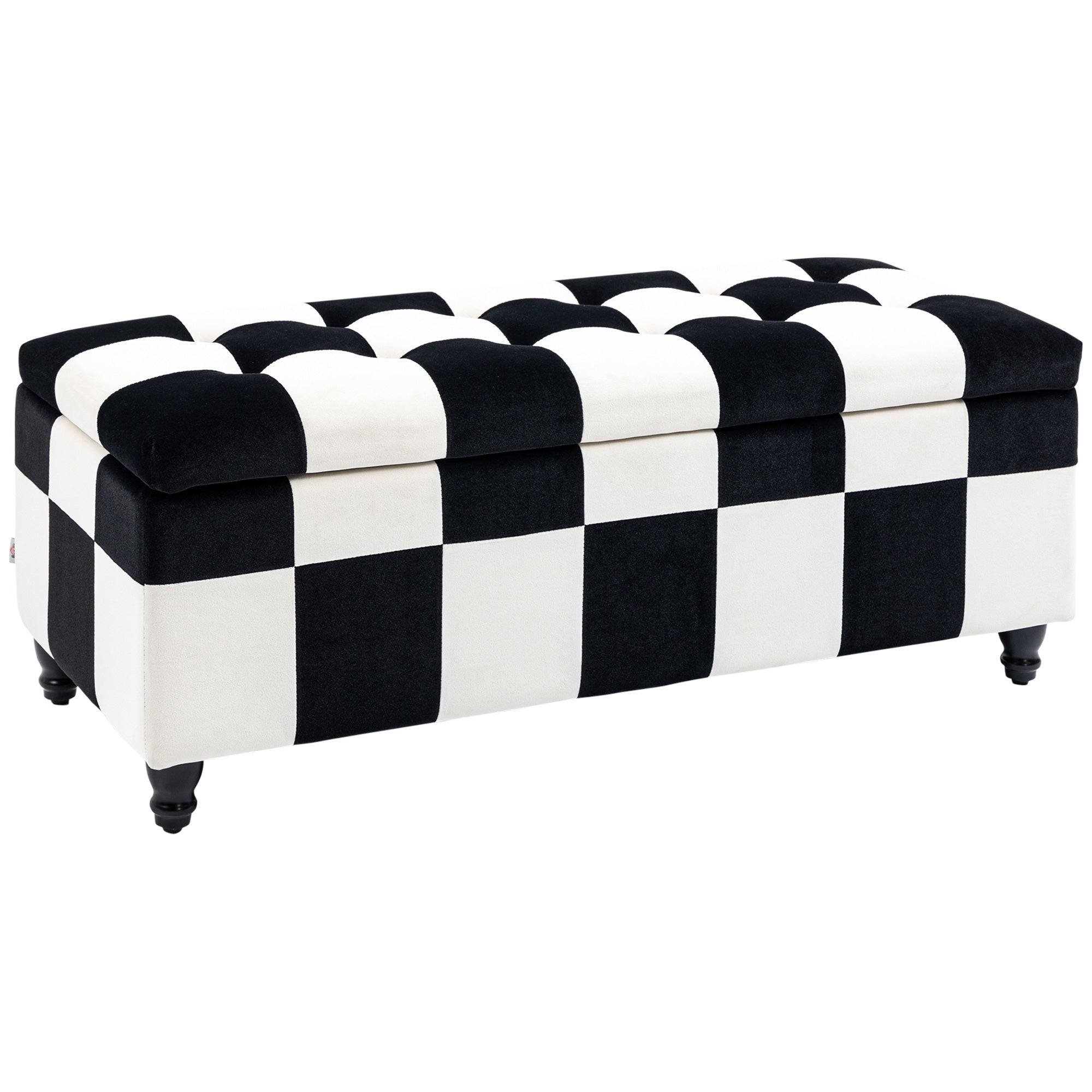 HOMCOM 114 x 47 x 47cm Velvet Storage Ottoman - Button-tufted Footstool Box  | TJ Hughes