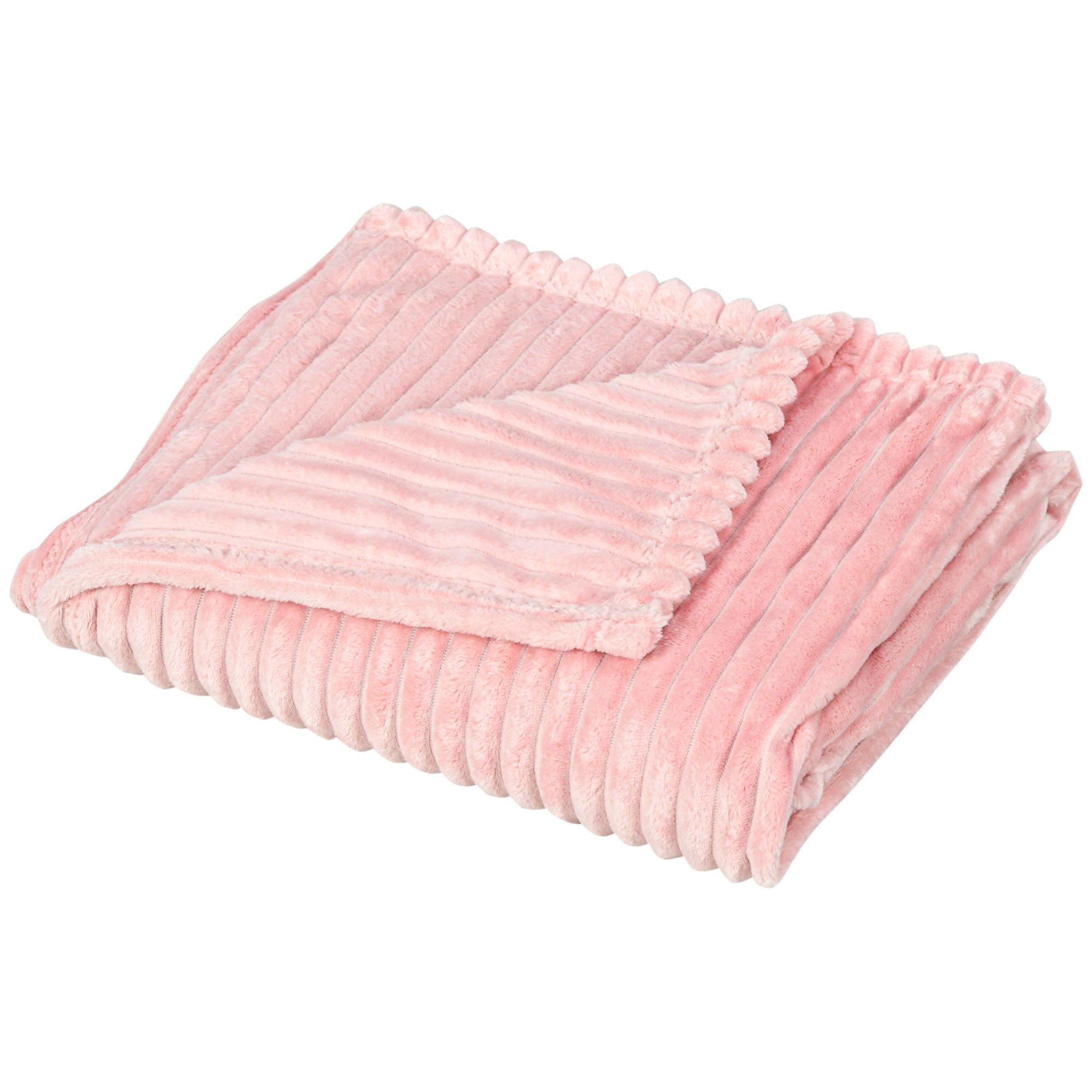HOMCOM Flannel Fleece Blanket Single Size Throw Blanket for Bed 152x127cm Pink  | TJ Hughes
