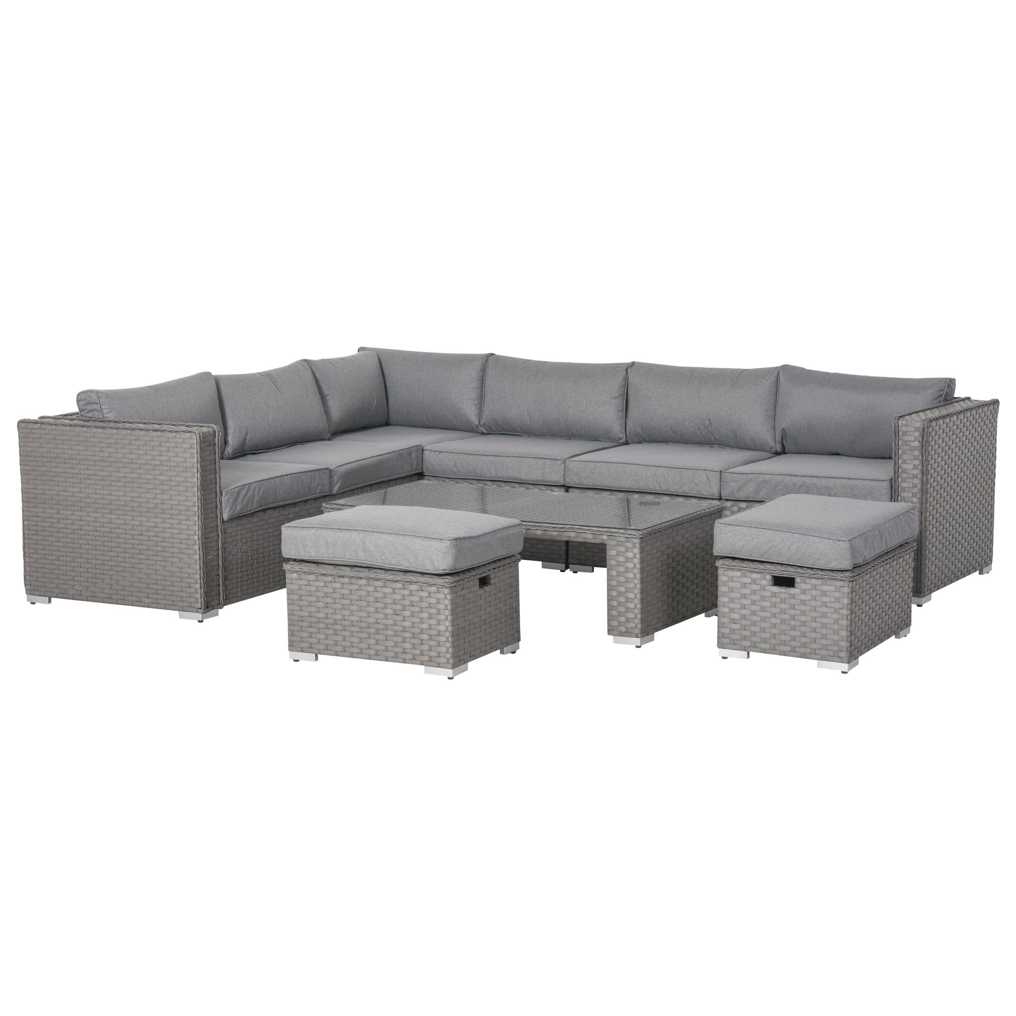 Outsunny Outdoor Rattan Sofa Corner Set 6 Piece - Grey  | TJ Hughes