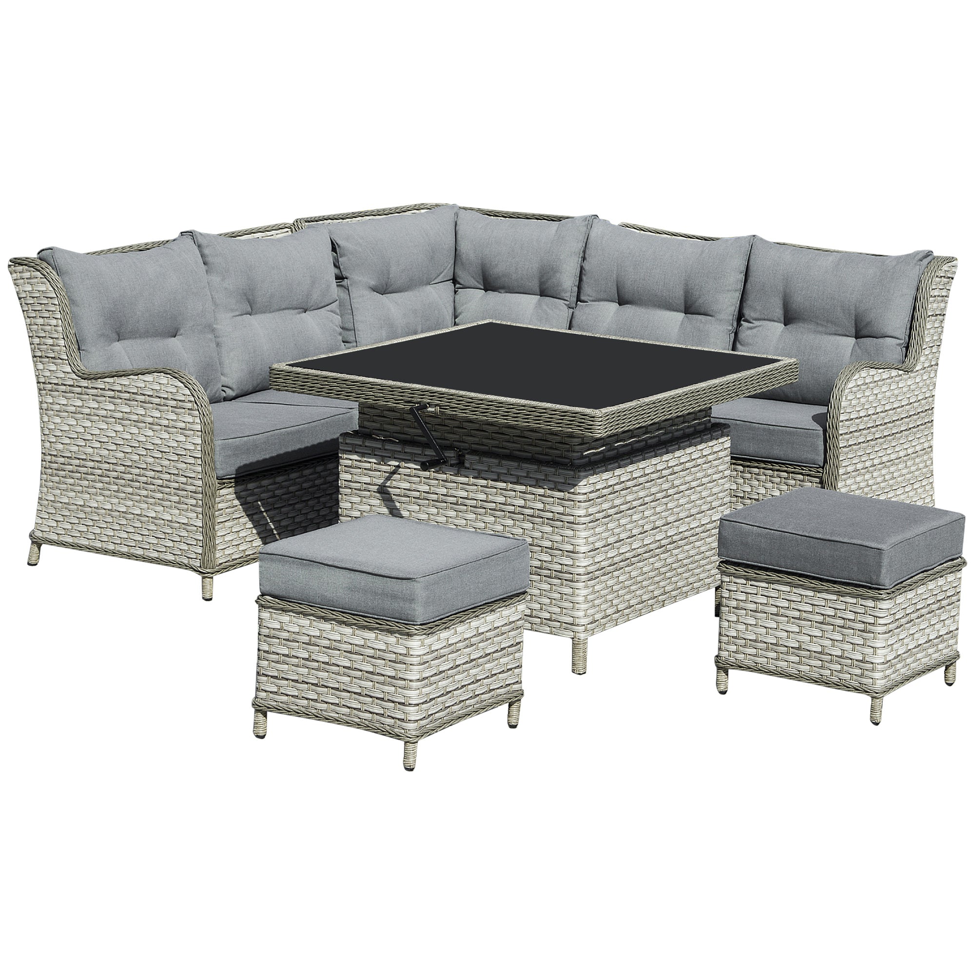 Outsunny Outdoor Wicker Sofa Furniture Set 1.2m 6 Piece - Grey  | TJ Hughes
