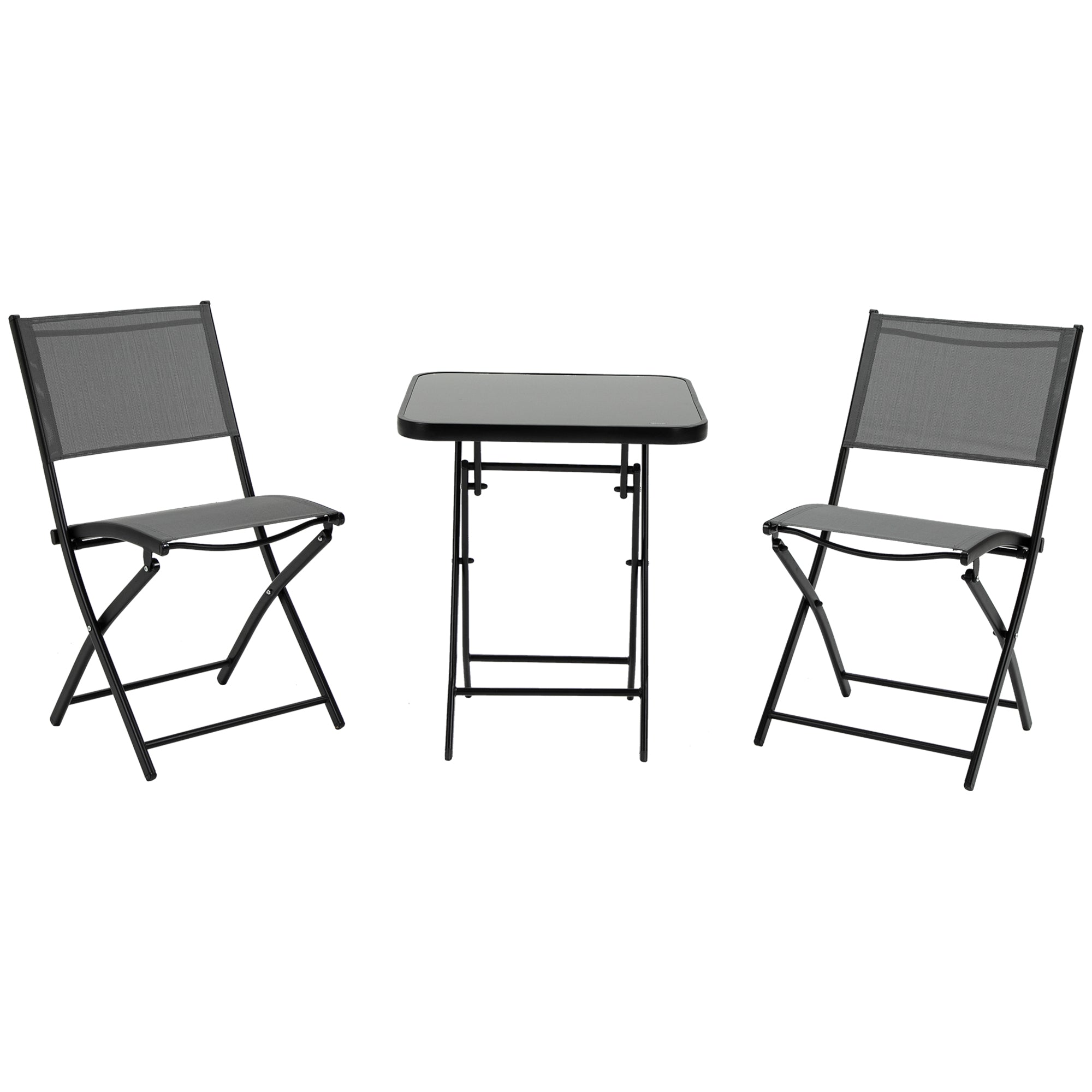 Outsunny 3 Piece Patio Dining Set - Black  | TJ Hughes