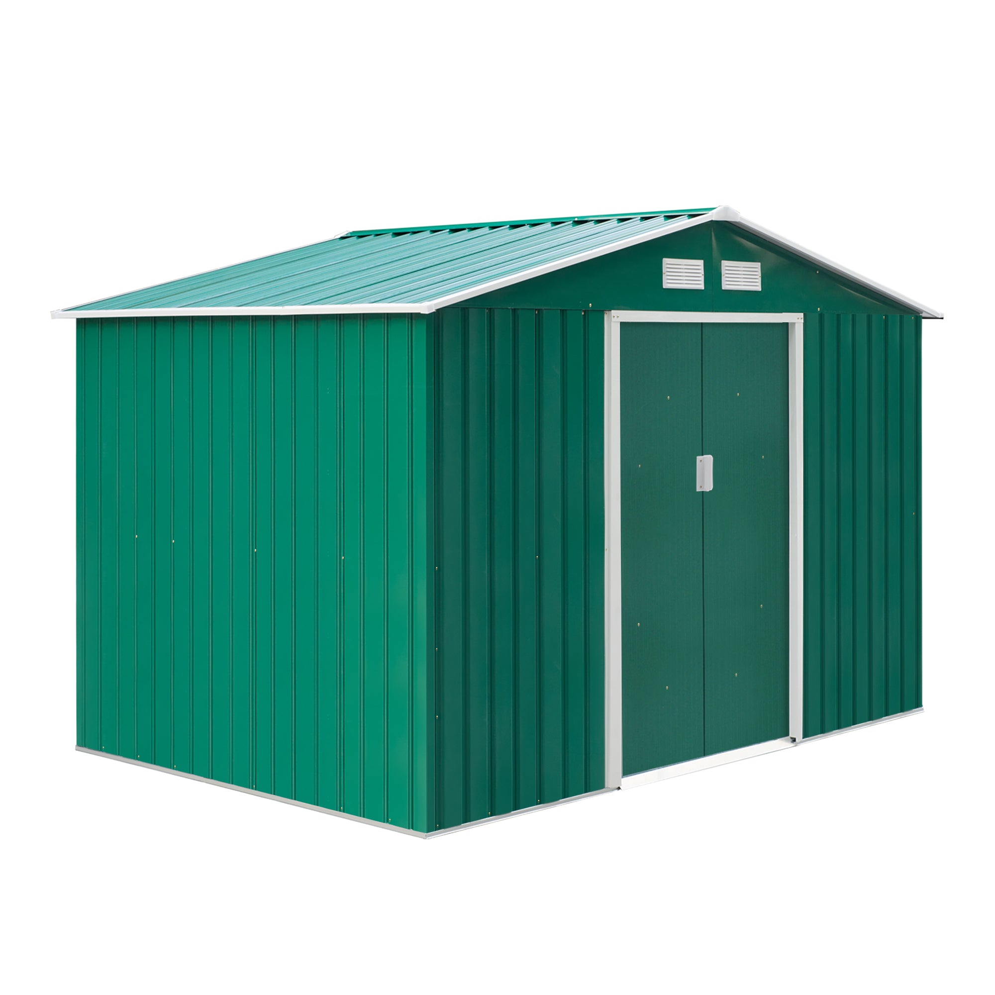 Outsunny  Galvanised Metal Garden Shed   9ft  X 6ft - Green  | TJ Hughes