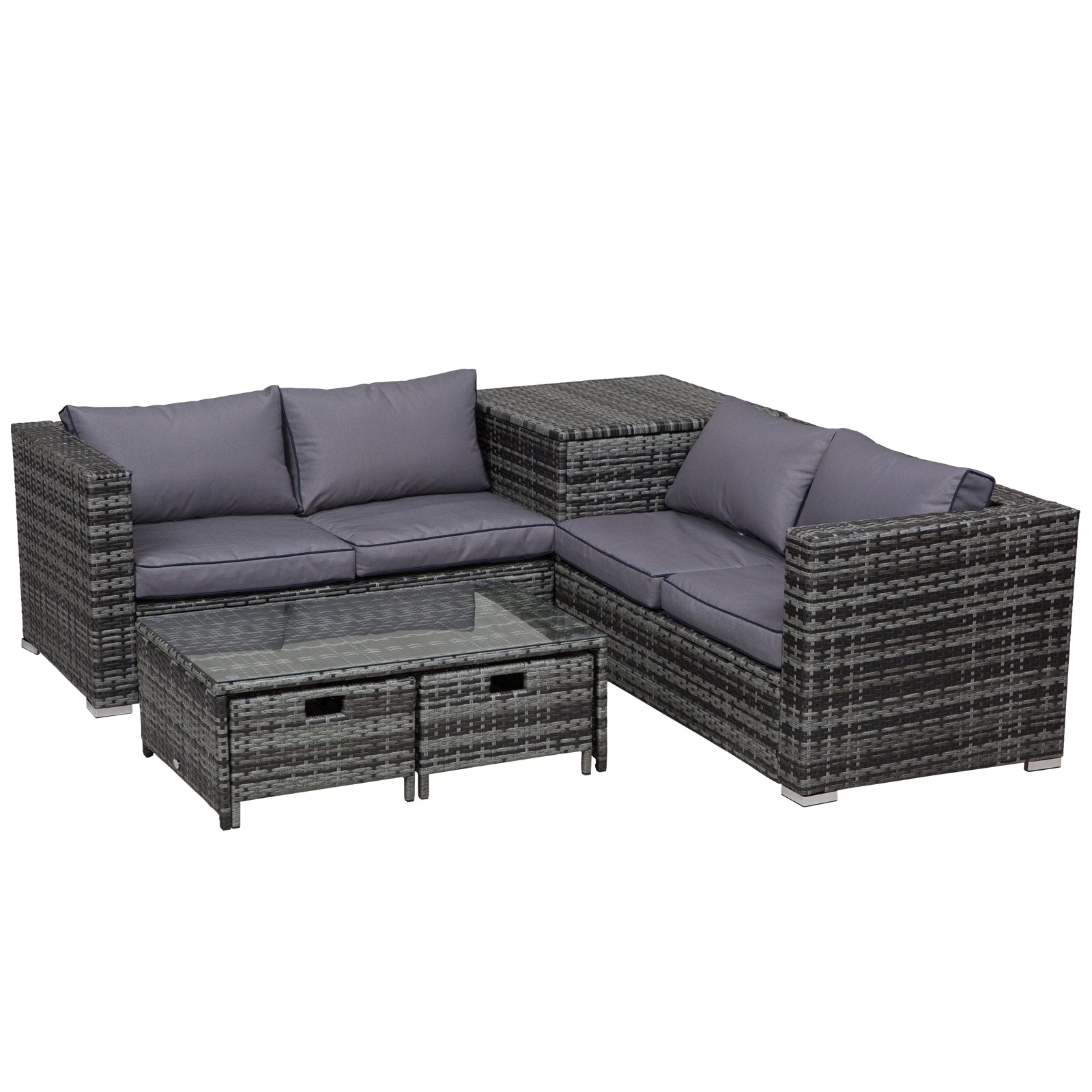 Outsunny Rattan Corner Sofa Set 1.3m - Grey  | TJ Hughes