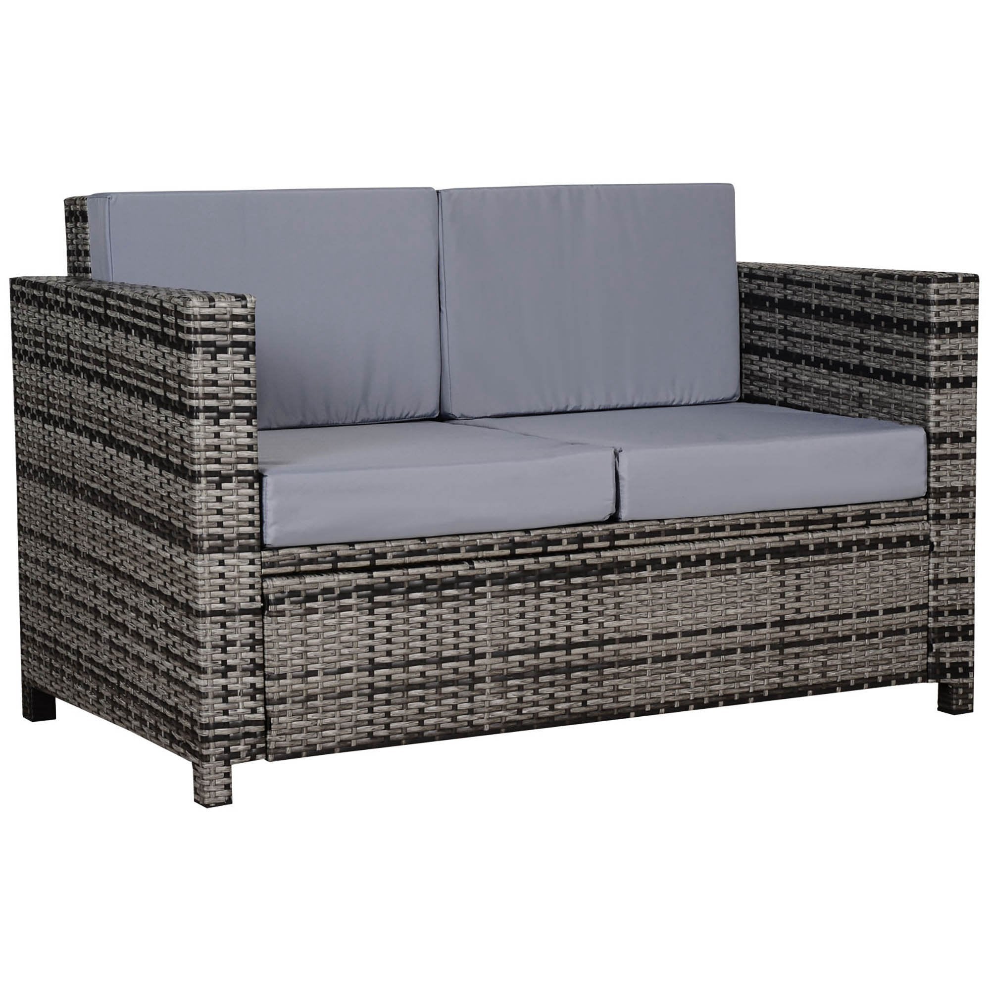 Outsunny Rattan Sofa 2 Seater - Grey  | TJ Hughes