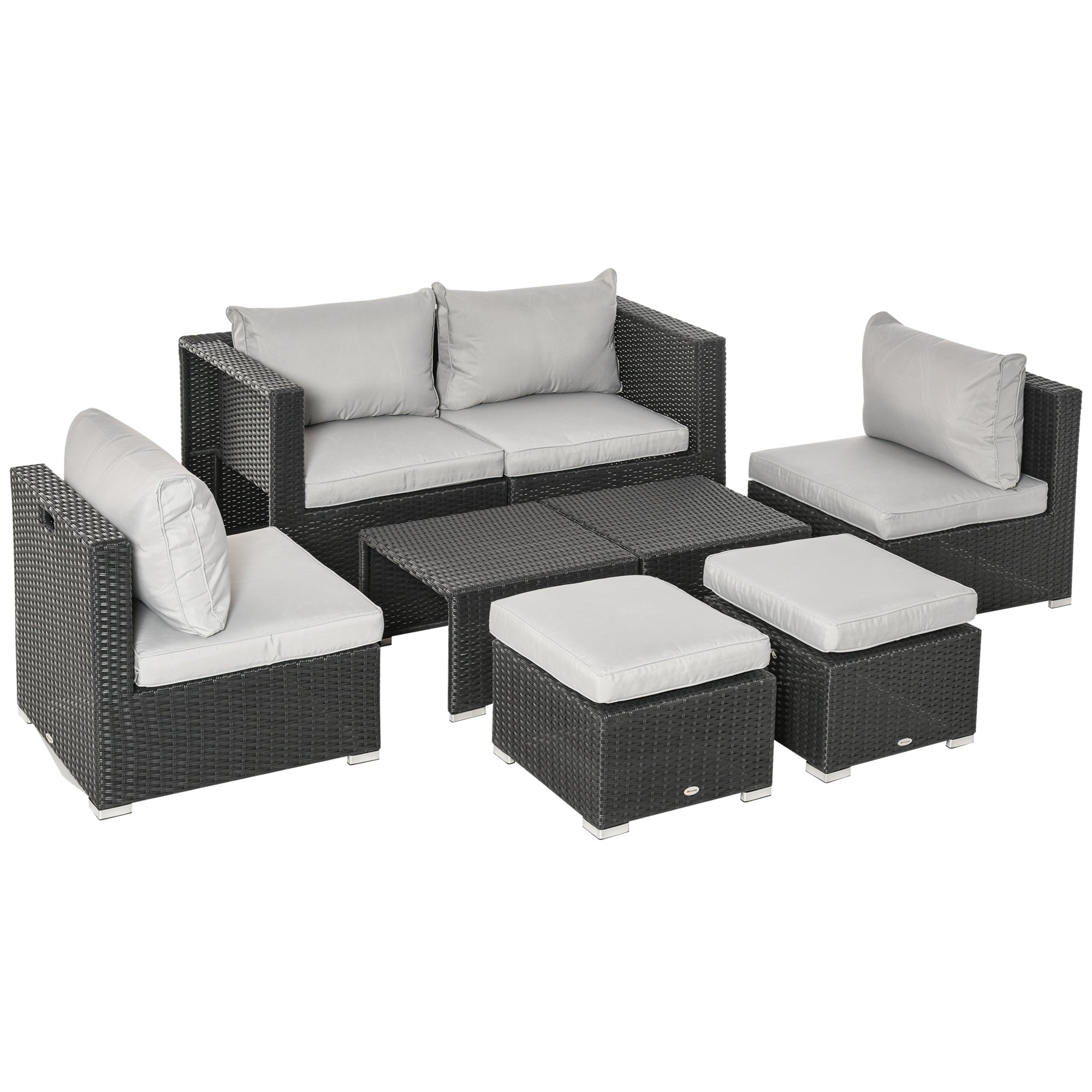 Outsunny  Rattan 8pc Sofa  set -  Black  | TJ Hughes