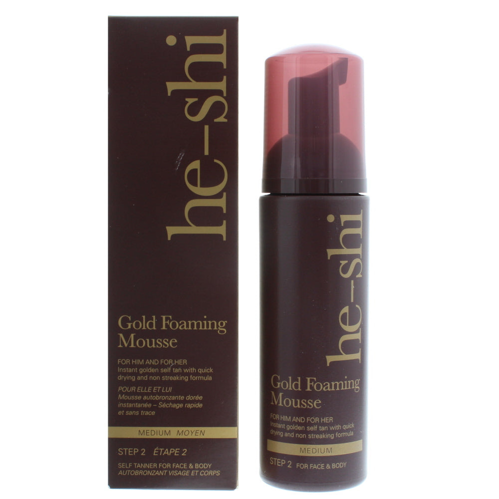 He-Shi Gold Foaming Mousse Medium Self-Tan 150ml  | TJ Hughes