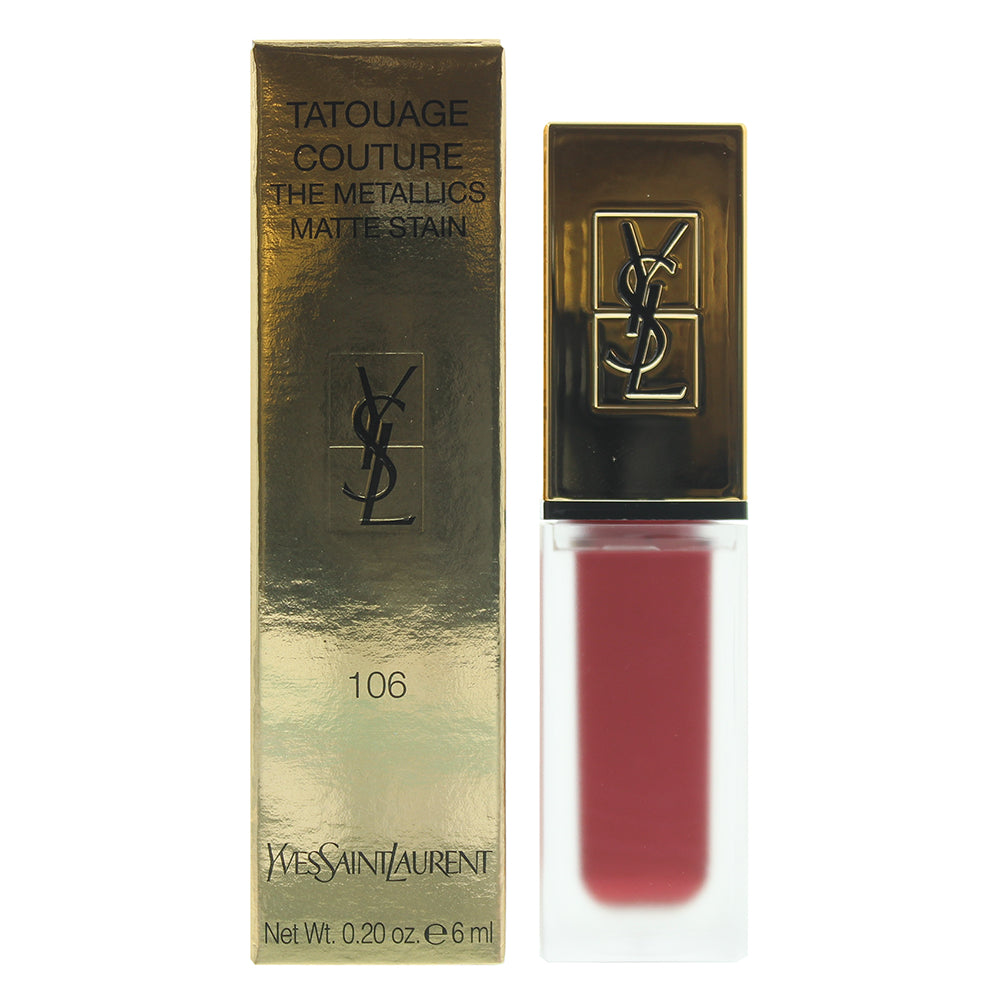 Yves Saint Laurent Tatouage Couture The Metallics Matte 106 Gilded Fuchsia Rivals Lip Stain 6ml  | TJ Hughes