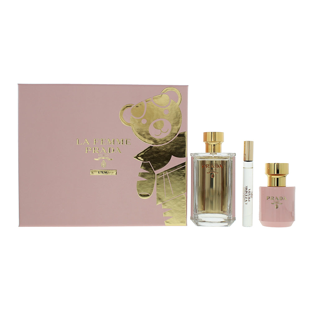 Prada La Femme L’eau 3 Piece Eau de Toilette 100ML Body Lotion 100ML Eau de Toil  | TJ Hughes