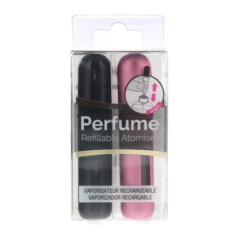 Pressit Refillable Perfume Spray Bottles 2 x 4ml - Pink  Black - TJ Hughes
