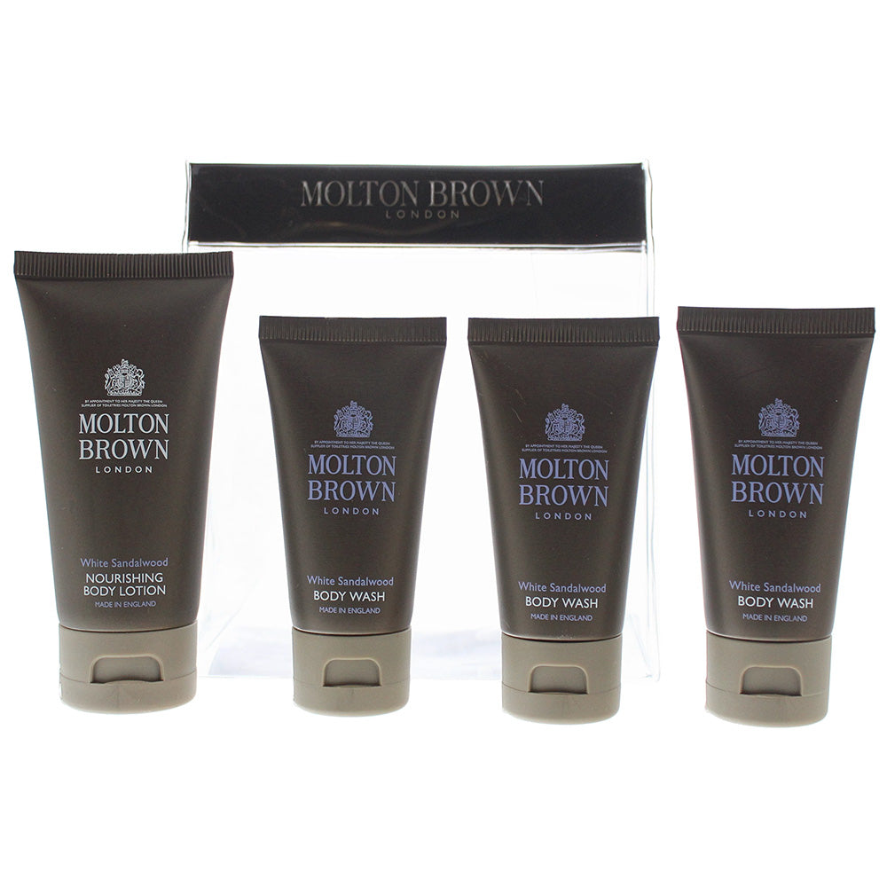 Molton Brown White Sandalwood 4 Piece Gift Set: Body Lotion 50ml - 3 x Body Wash 30ml  | TJ Hughes