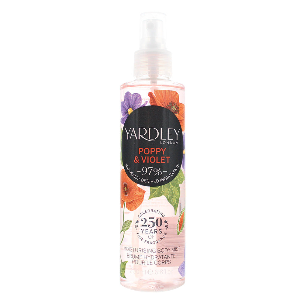 Yardley Poppy and Violet Body Mist 200ml - TJ Hughes