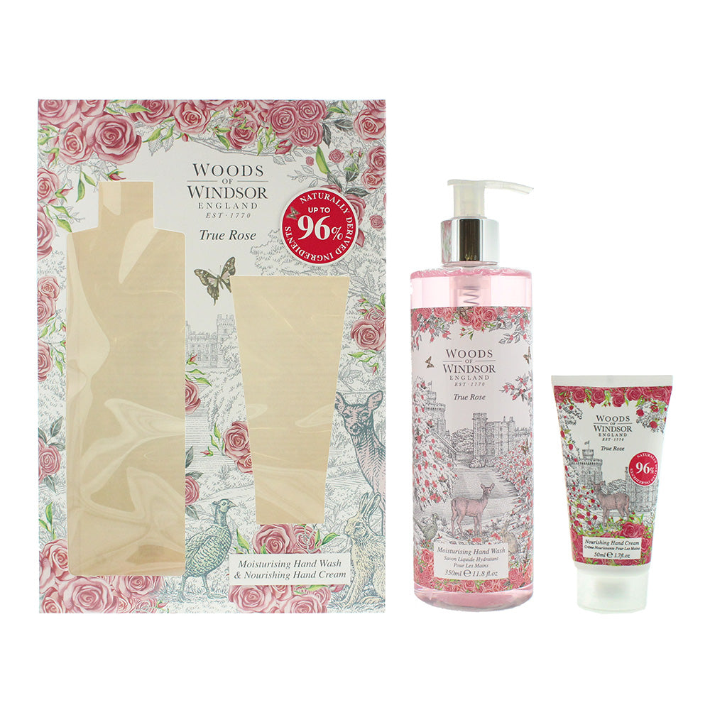 Woods Of Windsor True Rose 2 Piece Gift Set: Hand Wash 350ml - Hand Cream 50ml