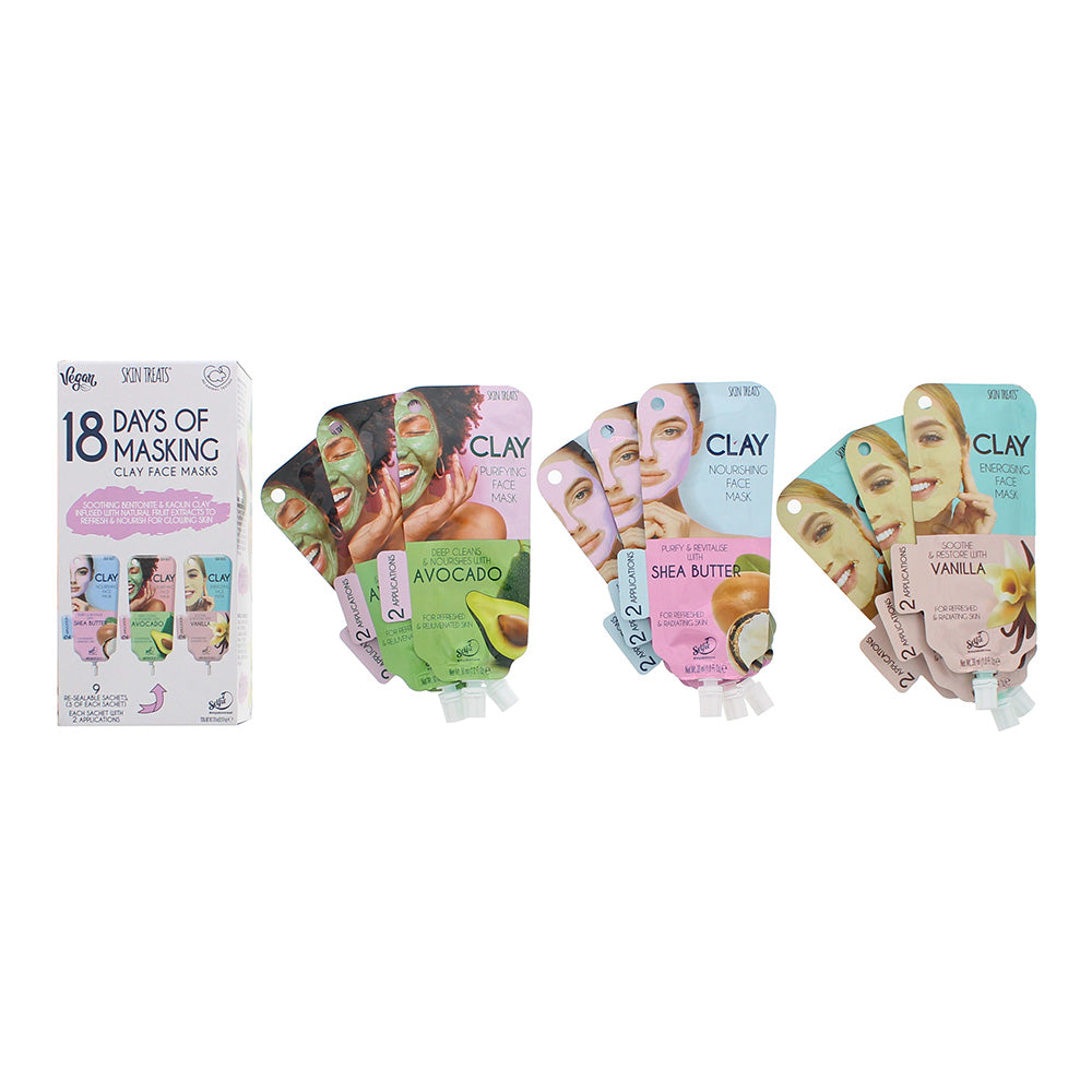 Skin Treats 18 Days Of Masking Set - 9 Re-Sealable Sachets Total 270ml - TJ Hughes