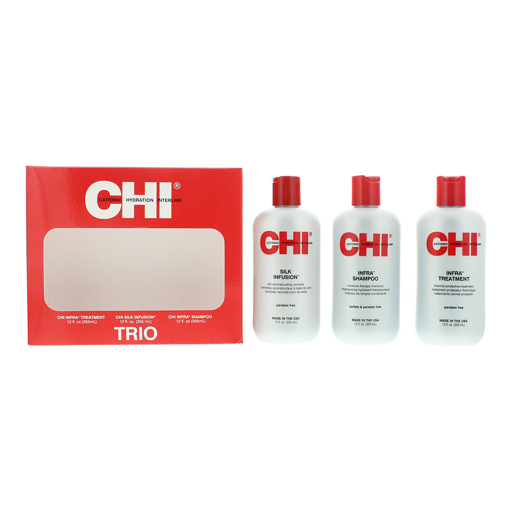 CHI Trio Kit 3 Piece Gift Set: Infra Shampoo 355ml - Infra Treatment 355ml - Silk Infusion 355ml