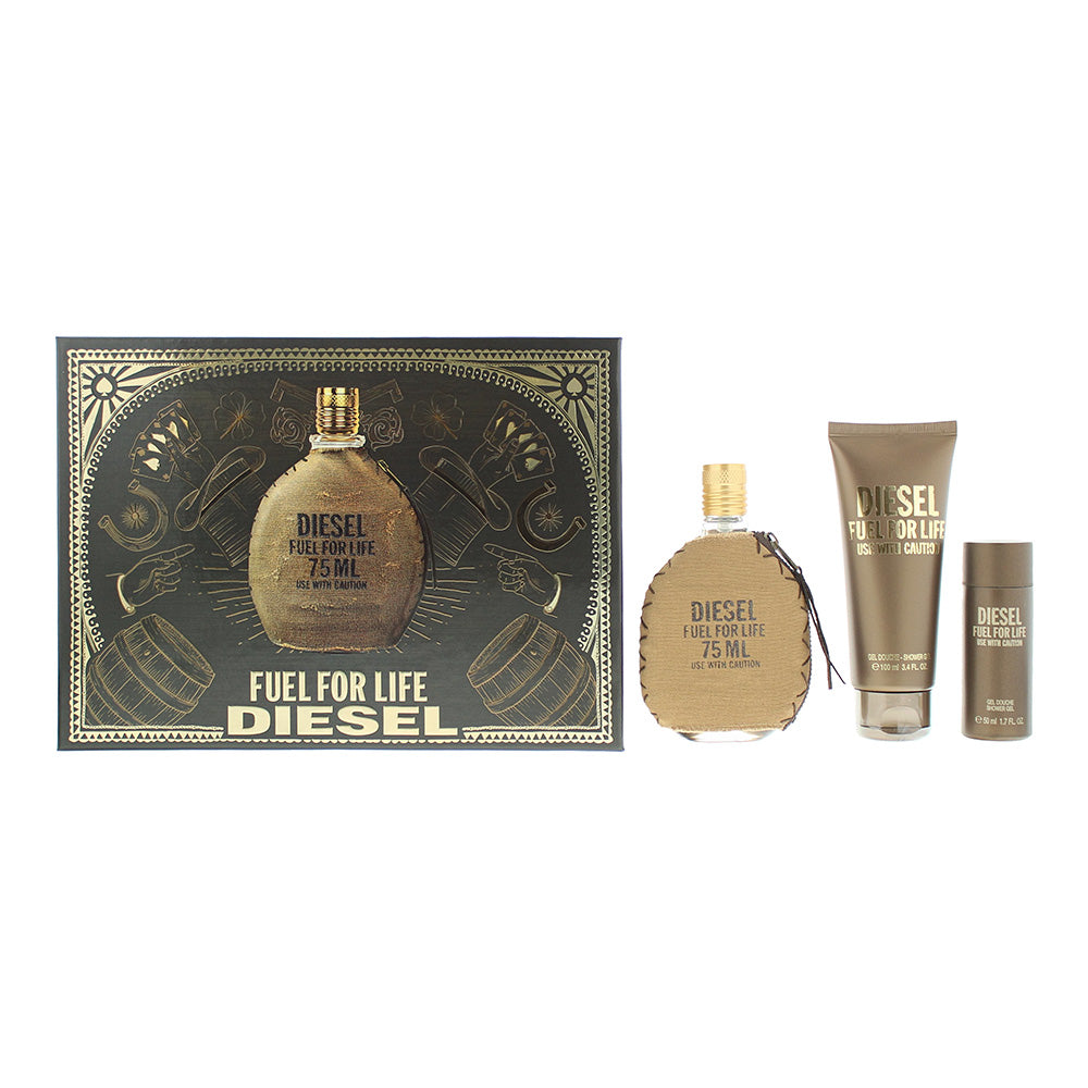 Diesel Fuel For Life 3 Piece Gift Set: Eau De Toilette 75ml - Shower Gel 100ml - Shower Gel 50ml  | TJ Hughes