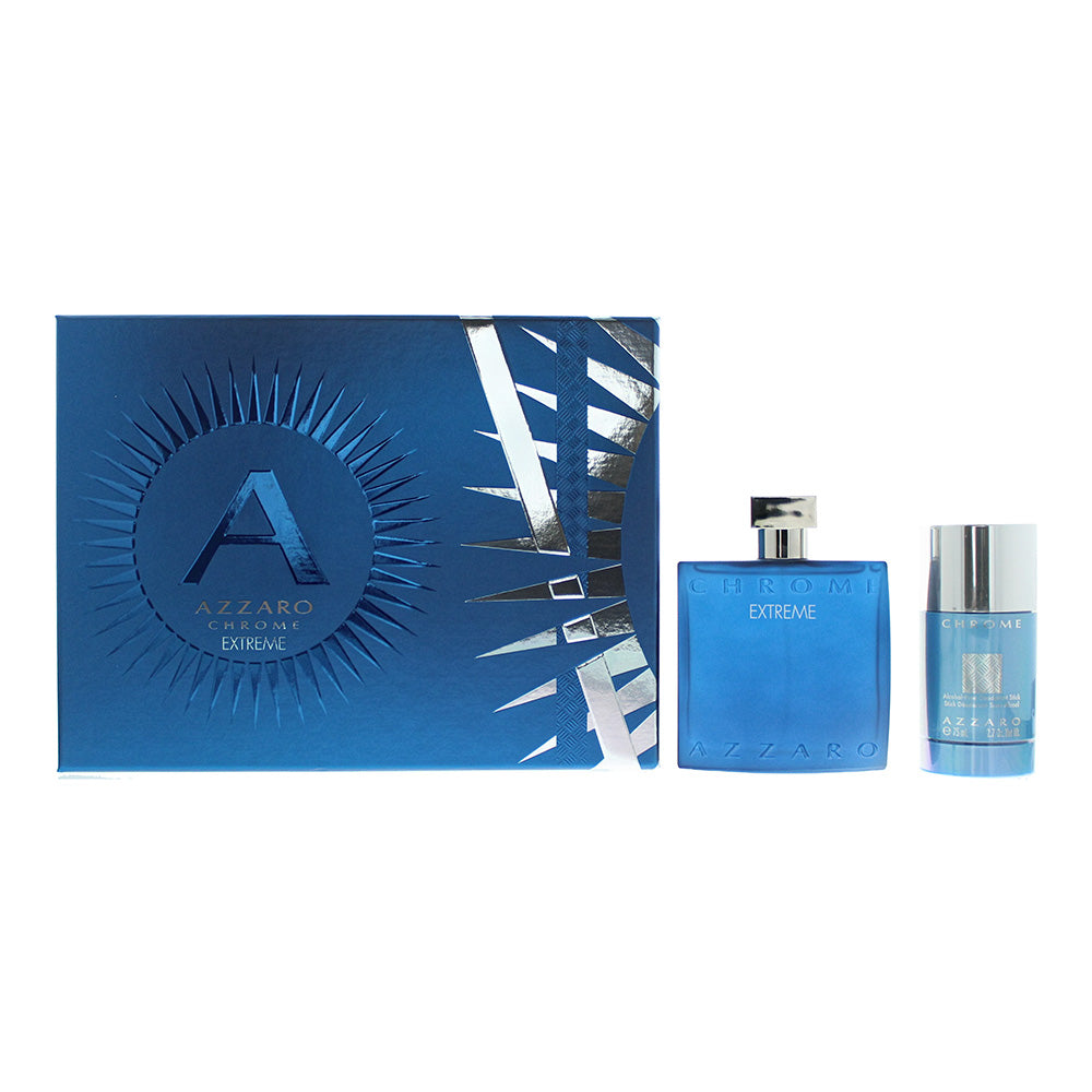 Azzaro Chrome Extreme 2 Piece Gift Set: Eau De Parfum 100ml - Deodorant Stick 75g