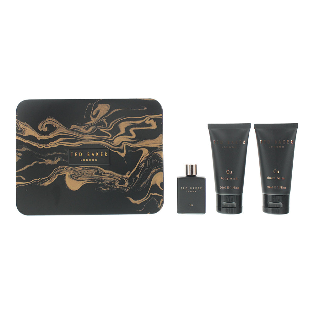 Ted Baker Cu 3 Piece Gift Set: Eau De Toilette 12.5ml - Body Wash 50ml - Aftershave Balm 50ml