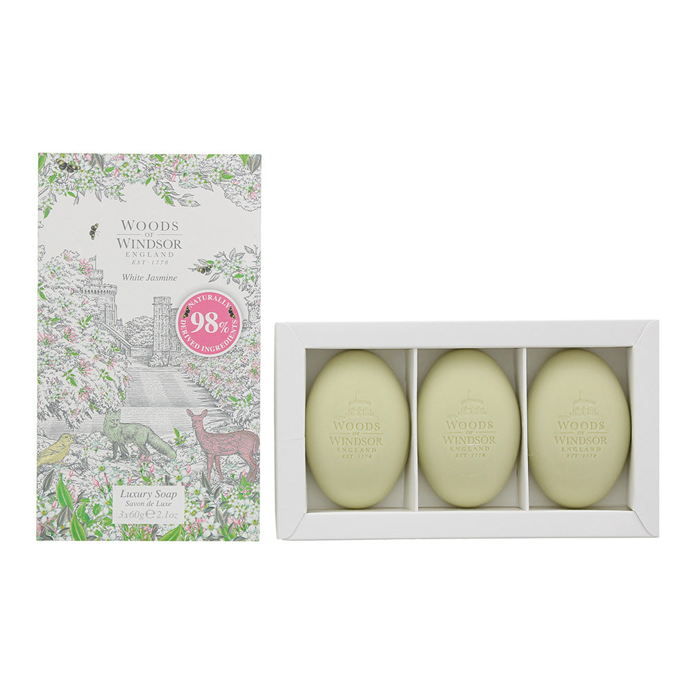 Woods Of Windsor White Jasmine 3 Piece Gift Set: Soap 3 x 60g  | TJ Hughes