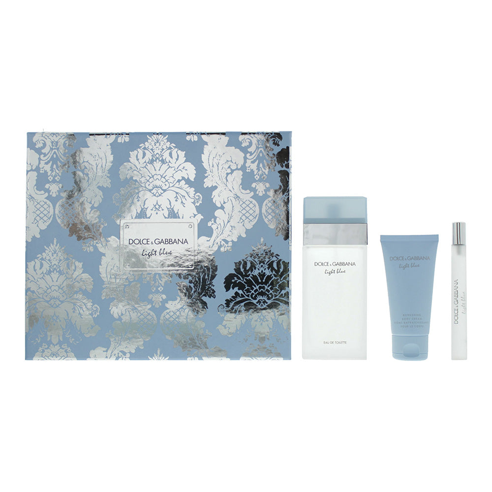 Dolce & Gabbana Light Blue 3 Piece Gift Set: Eau De Toilette 100ml - Body Cream 50ml - Eau De Toilette 10ml