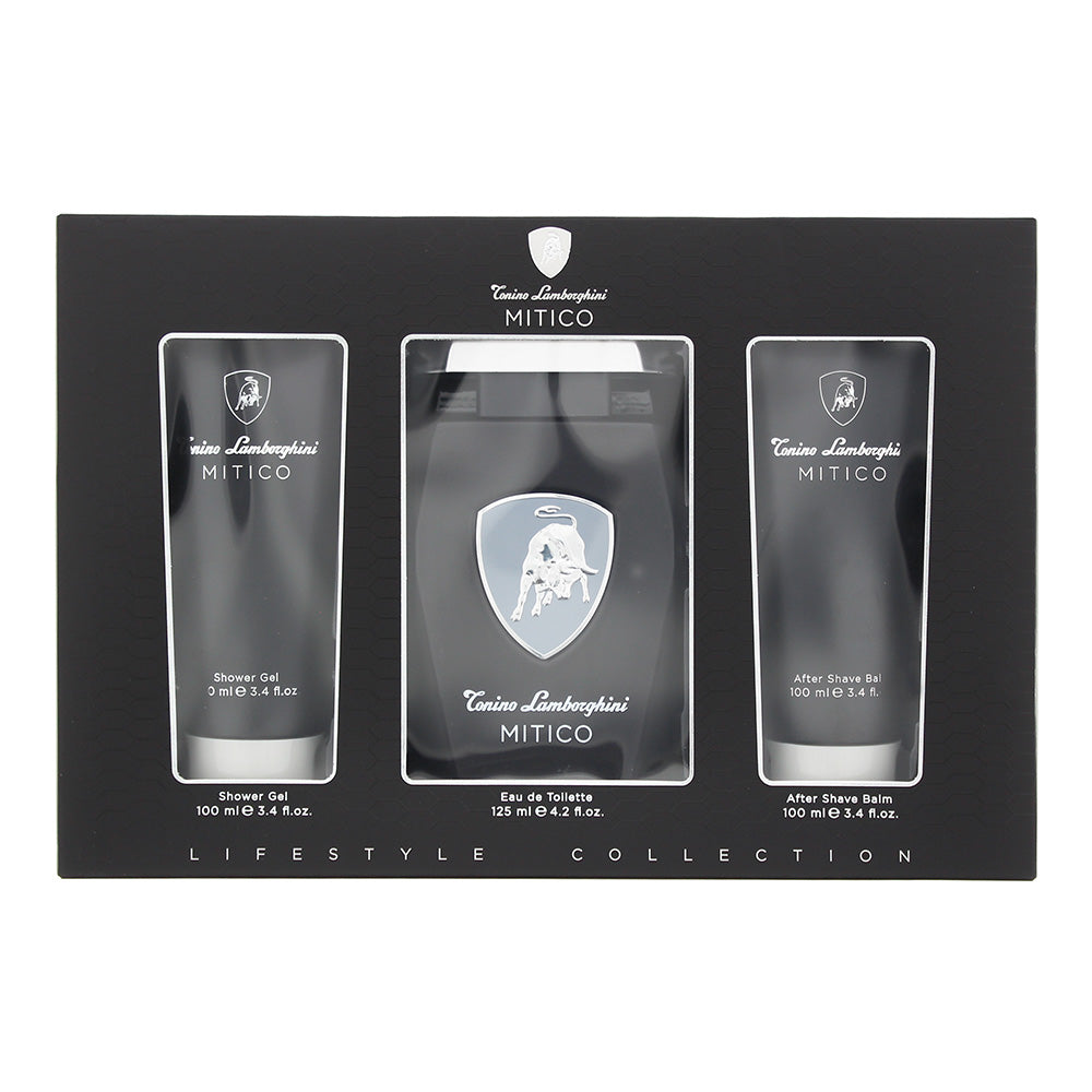 Tonino Lamborghini Mitico 3 Piece Gift Set: Eau De Toilette 125ml - Shower Gel 100ml - Aftershave Balm 100ml  | TJ Hughes