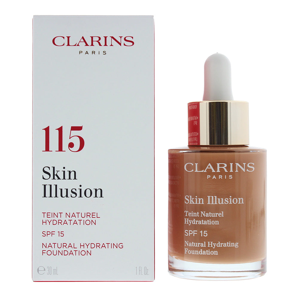 Clarins Skin Illusion Natural Hydrating No.115 Cognac Foundation 30ml SPF 15  | TJ Hughes
