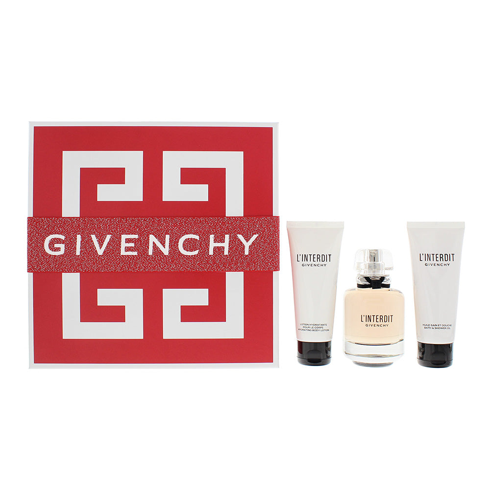 Givenchy L’interdit 3 Piece Gift Set: Eau De Parfum 80ml - Body Lotion 75ml - Shower Oil 75ml  | TJ Hughes