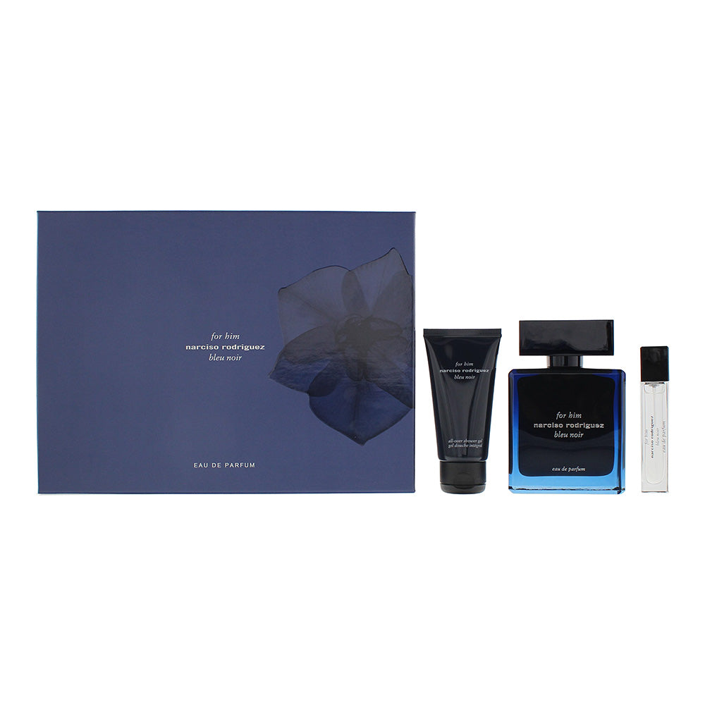 Narciso Rodriguez For Him Bleu Noir 3 Piece Gift Set: Eau De Parfum 100ml - Shower Gel 50ml - Eau De Parfum 10ml