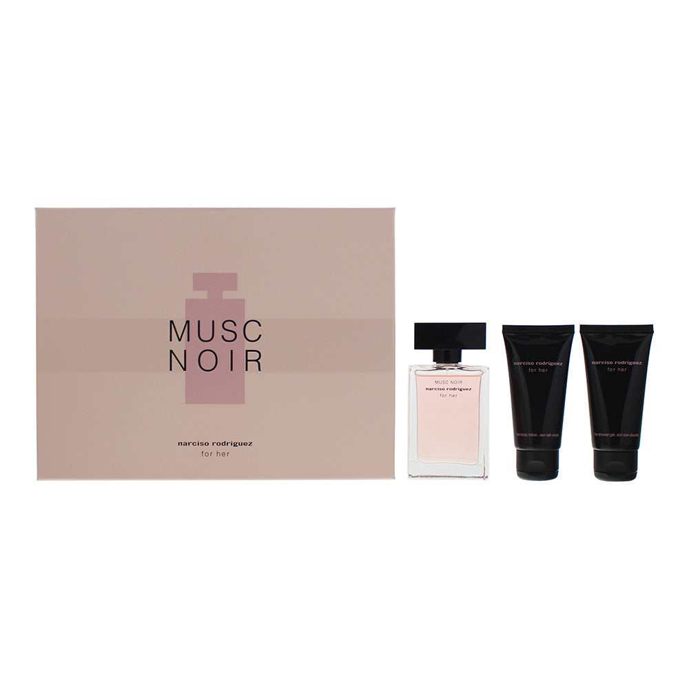 Narciso Rodriguez For Her Musc Noir 3 Piece Gift Set: Eau De Parfum 50ml - Body Lotion 50ml - Shower Gel 50ml