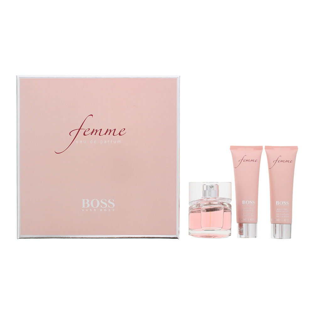 Hugo Boss Femme 3 Piece Gift Set: Eau de Parfum 50ml - Body Lotion 50ml - Shower