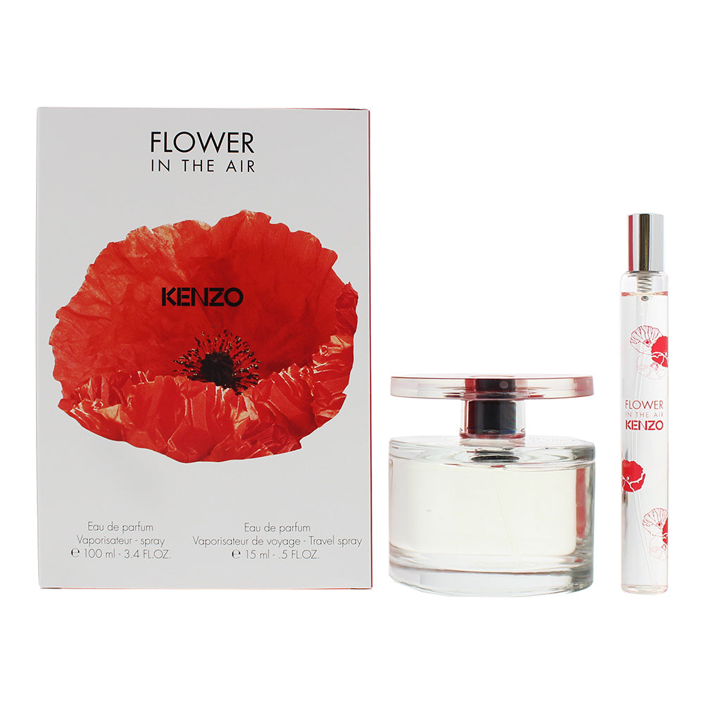 Kenzo Flower In The Air 2 Piece Gift Set: Eau De Parfum 100ml - Eau De Parfum 15ml Travel Spray