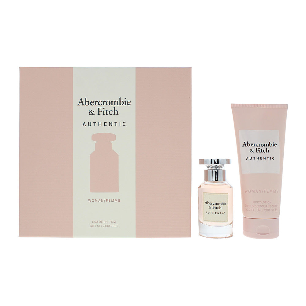 Abercrombie & Fitch Authentic Woman 2 Piece Gift Set: Eau De Parfum 50ml - Body Lotion 200ml  | TJ Hughes