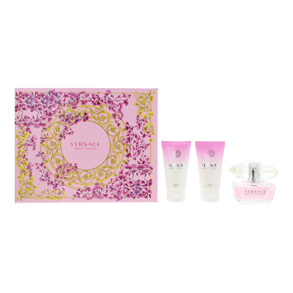 Versace Bright Crystal 3 Piece Gift Set: Eau De Toilette 50ml - Shower Gel 50ml - Body Lotion 50ml  | TJ Hughes