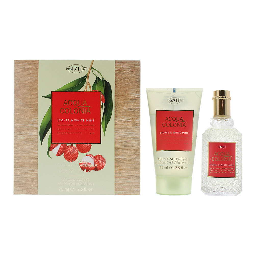 4711 Acqua Colonia Lychee & White Mint 2 Piece Gift Set: Eau De Cologne 50ml - Shower Gel 75ml  | TJ Hughes