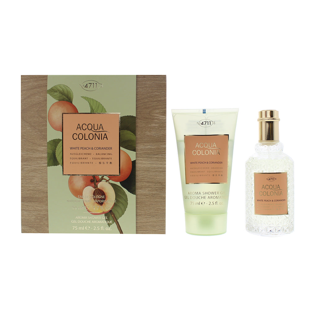 4711 Acqua Colonia White Peach & Coriander 2 Piece Gift Set: Eau De Cologne 50ml - Shower Gel 75ml  | TJ Hughes