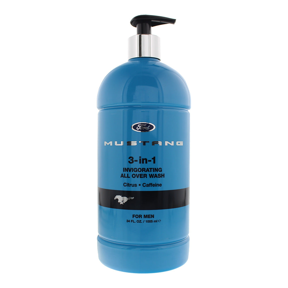 Mustang 3-In-1 Invigorating All Over Wash 1005ml Blue  | TJ Hughes
