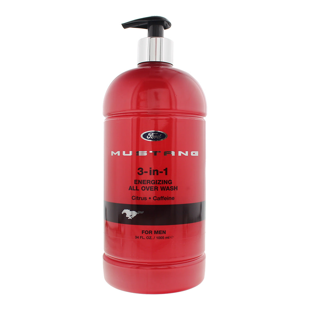 Mustang 3-In-1 Invigorating All Over Wash 1005ml Red  | TJ Hughes