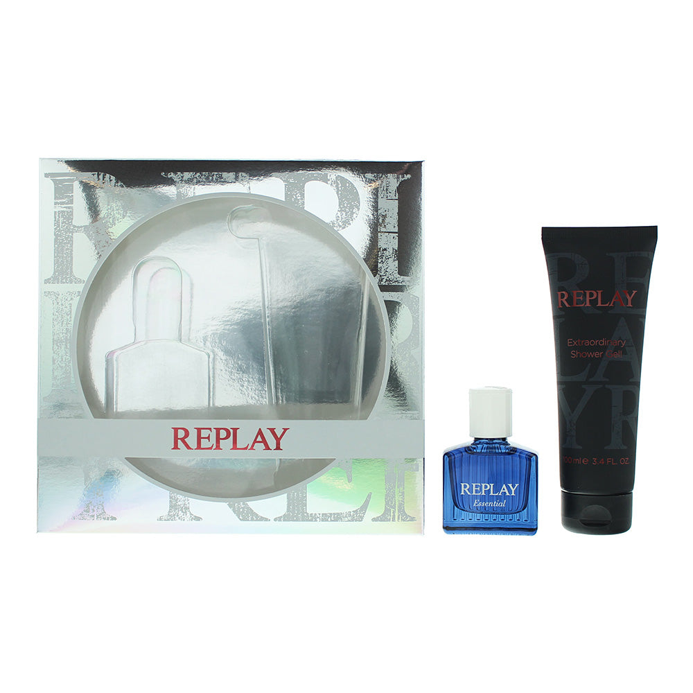 Replay Essential For Him 2 Piece Gift Set: Eau De Toilette 30ml - Shower Gel 100ml  | TJ Hughes