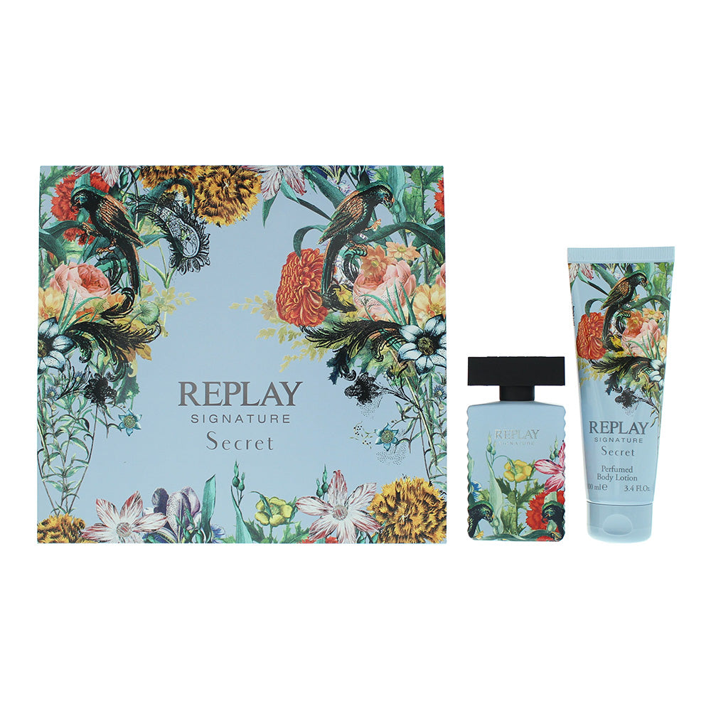 Replay Signature Secret For Woman 2 Piece Gift Set: Eau de Toilette 50ml - Body Lotion 100ml  | TJ Hughes