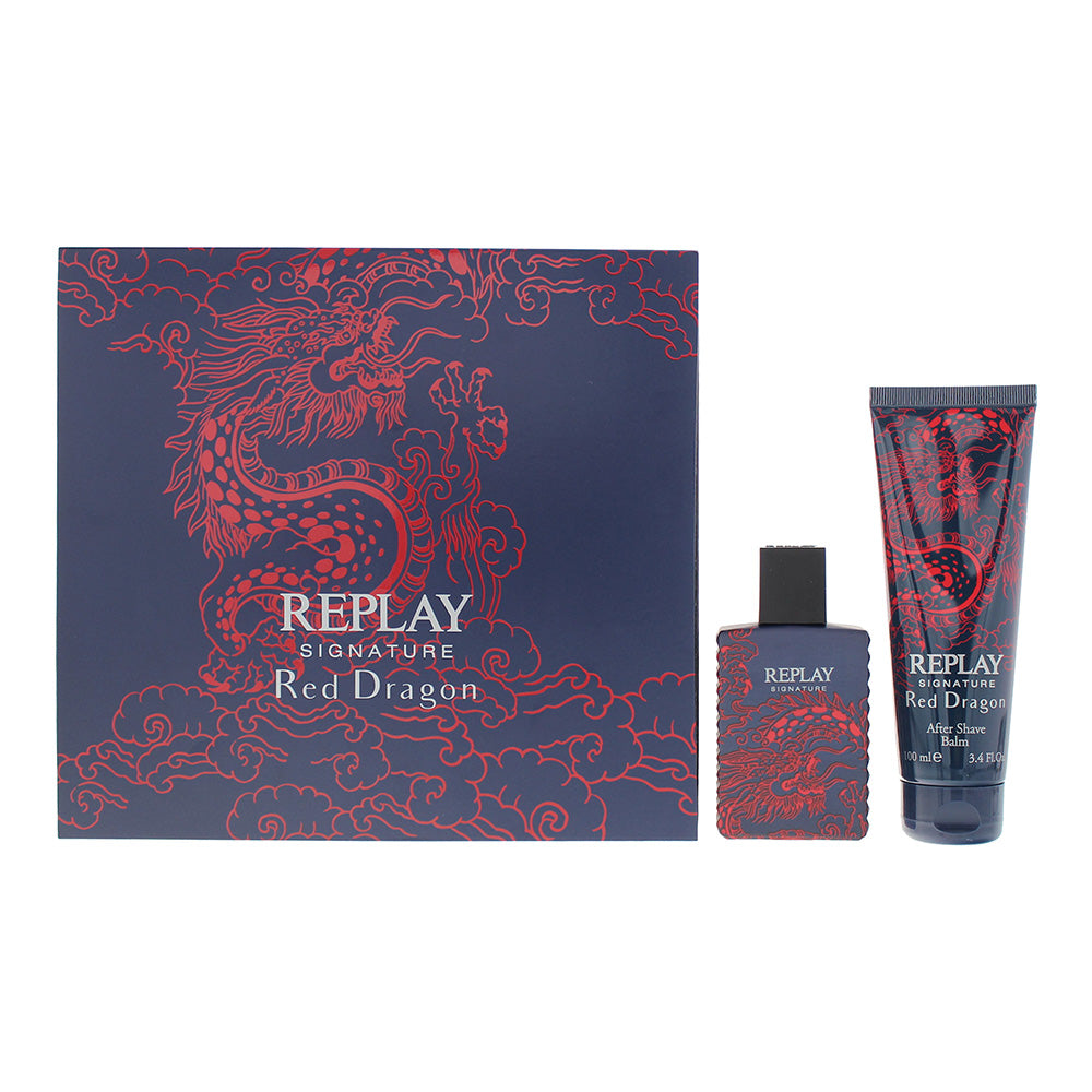 Replay Signature Red Dragon For Man 2 Piece Gift Set: Eau de Toilette 50ml - Aftershave 100ml  | TJ Hughes