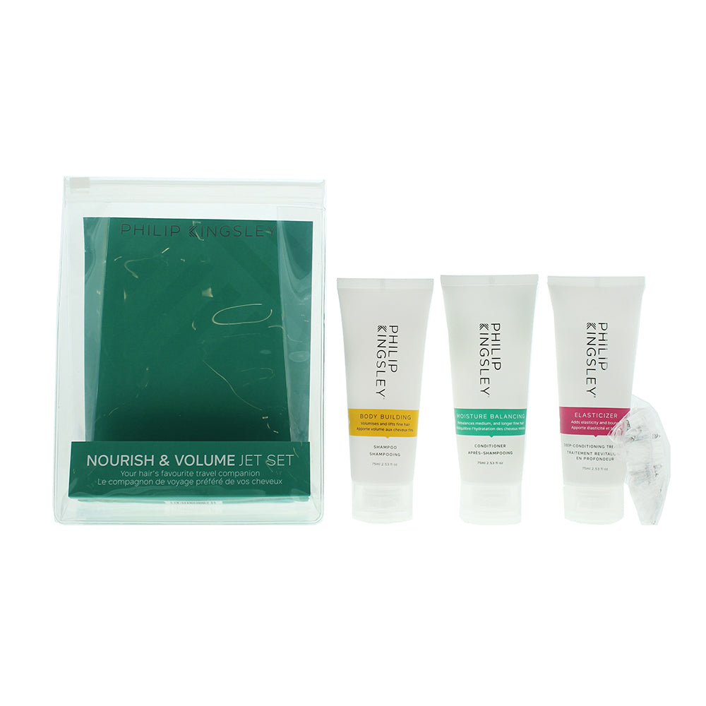 Philip Kingsley 3 Piece Gift Set: Body Building Shampoo 75ml - Moisture Balancing Conditioner 75ml - Elasticizer 75ml