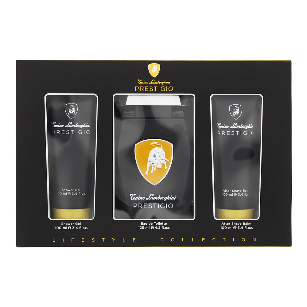 Lamborghini Prestigio 3 Piece Gift Set: Eau De Toilette 125ml - Shower Gel 100ml - Aftershave Balm 100ml  | TJ Hughes