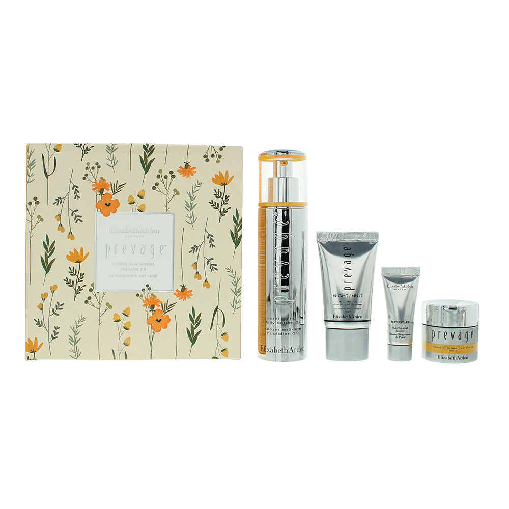 Elizabeth Arden 4 Piece Gift Set: Prevage Daily Serum 2.0 50ml - Prevage SPF 30 Moisture Cream 15ml - Prevage Anti-Aging Overnight Cream 15ml - Supers