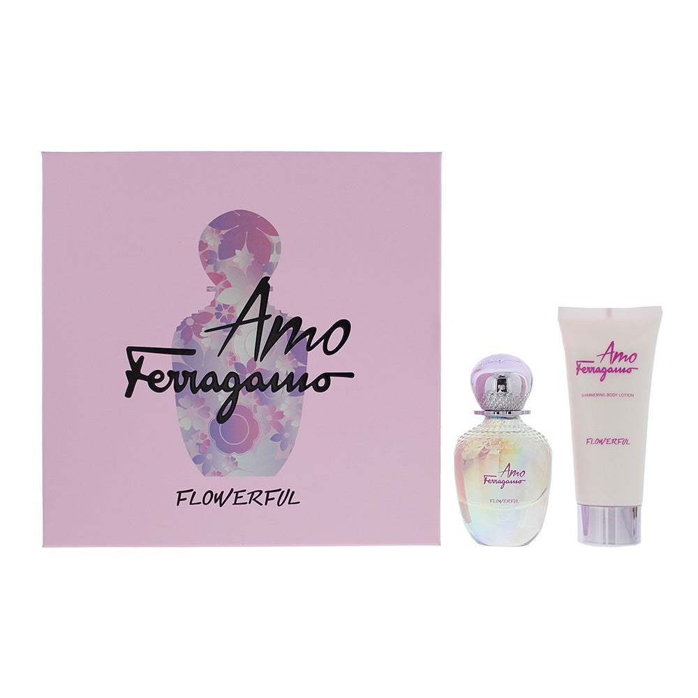 Salvatore Ferragamo Amo Flowerful 2 Piece Gift Set: Eau De Toilette 50ml - Body Lotion 100ml  | TJ Hughes