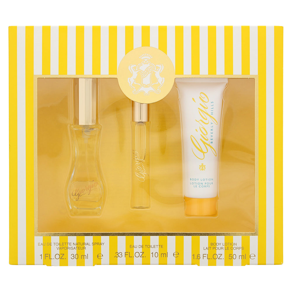 Giorgio Beverly Hills Yellow 3 Piece Gift Set: Eau De Toilette 30ml - Eau De Toilette 10ml - Body Lotion 50ml  | TJ Hughes