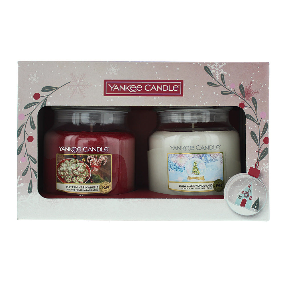 Yankee Candle 2 Piece Gift Set: Peppermint Pinwheels 411g - Snow Globe Wonderland 411g  | TJ Hughes